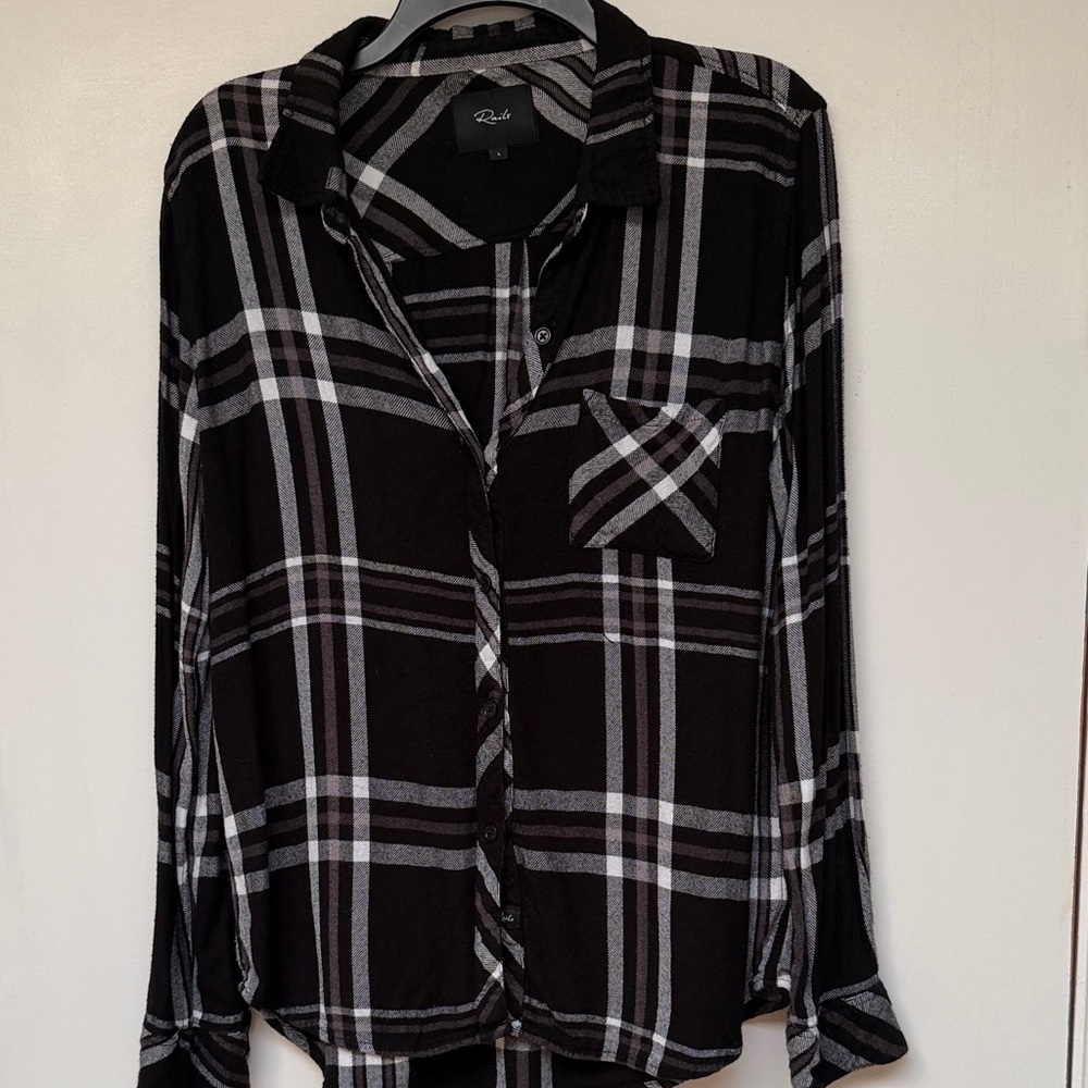 Rails Black and White Plaid Button-Up Shirt